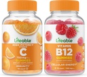 通気性ビタミンC 750mg +ビタミンB12、グミーズバンドル - 偉大なテイスティング、ビタミンサプリメント、グルテンフリー、GMOフリー、Chewable Gummy