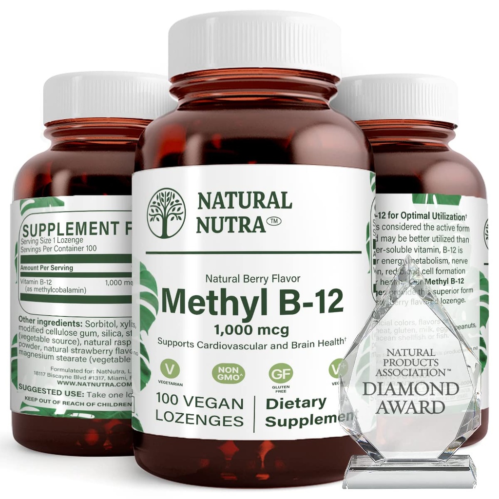 自然なNuttraビーガンメチルB12 1000mcg, 心の健康とエネルギーブースターサプリメント, グルテンフリーグルテン, サポートエネルギーの変換, 免疫反応を強化, 助け脳機能, 100 ビーガンローゼンジ