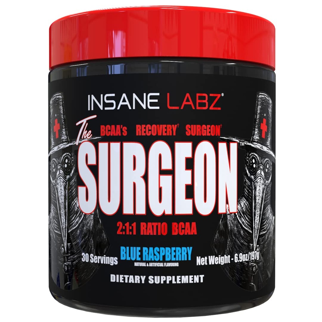 Insane LabzのサージオンBCAAの回復粉-筋肉回復のための分岐させたチェーン アミノの酸のポストのワークアウトの飲み物- 30のSrvgs (30サービング(1のパック)、青いラズベリー)