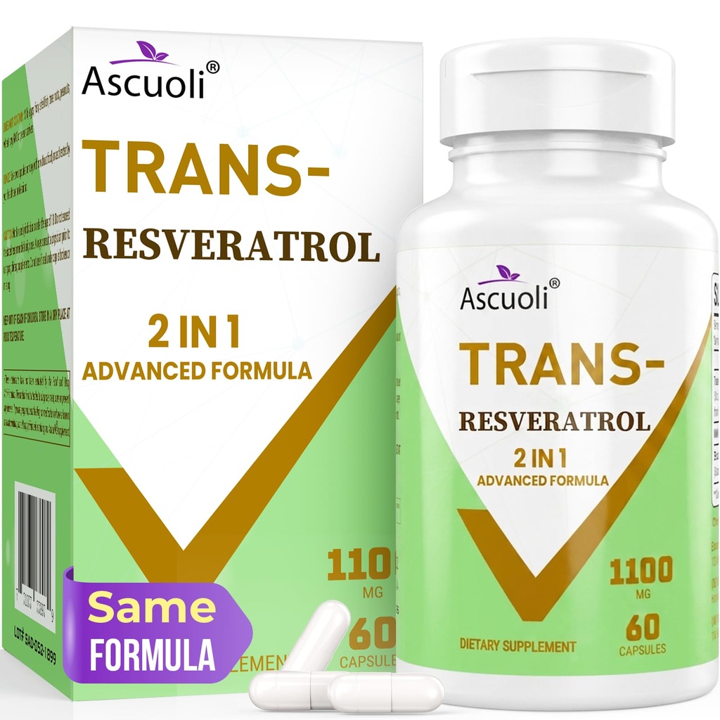 99%の超純度のトランスレスベラトロール1100mgの3 1の高度の方式の有機性Resveratrolの補足、最高の酸化防止剤、反老化、皮の健康、細胞修理、ブーストNAD+の免疫及びエネルギー、60の帽子