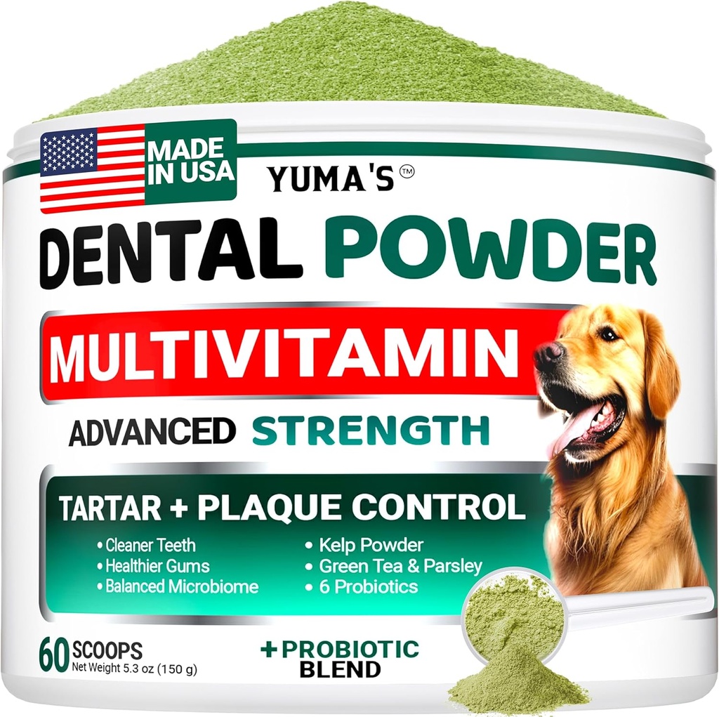 Advanced Dog Dental Powder, Breath Freshener with Multivitamin, Dog Teeth Cleaning, Bad Breath & Tartar and Plaque Off Remover for Dogs Probiotics lab co, Pet Oral Care - Vitamins and Supplements