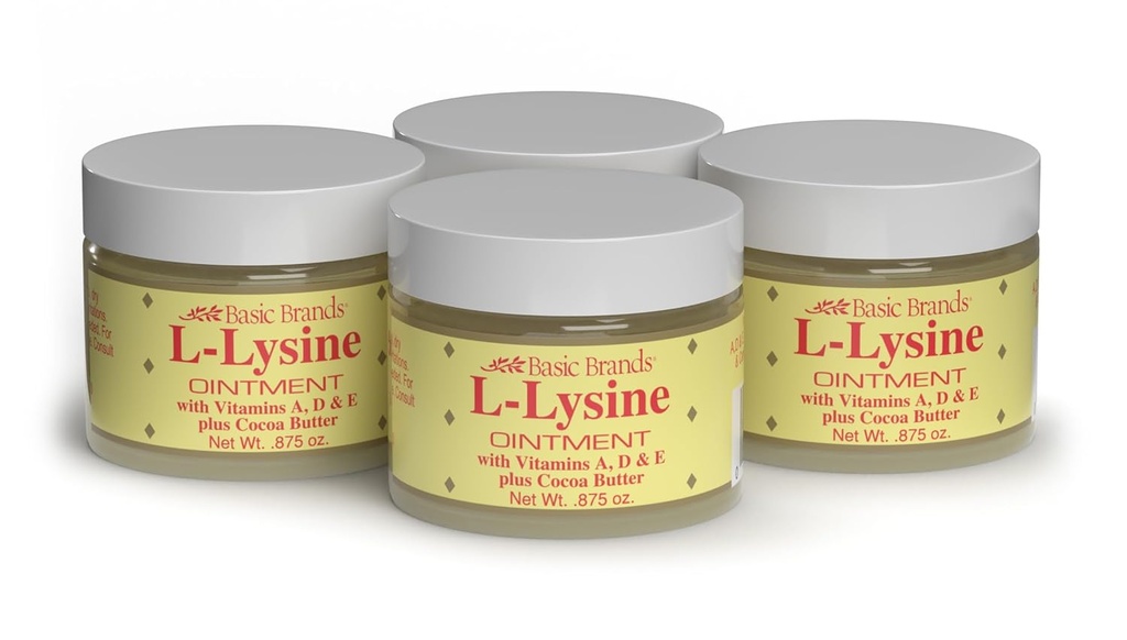 ベーシックブランド - L-Lysine Ointment - 0.875 oz - Lysine Cold Sore Treatment and Blister Rescue - Soothes Lips - 4 パック