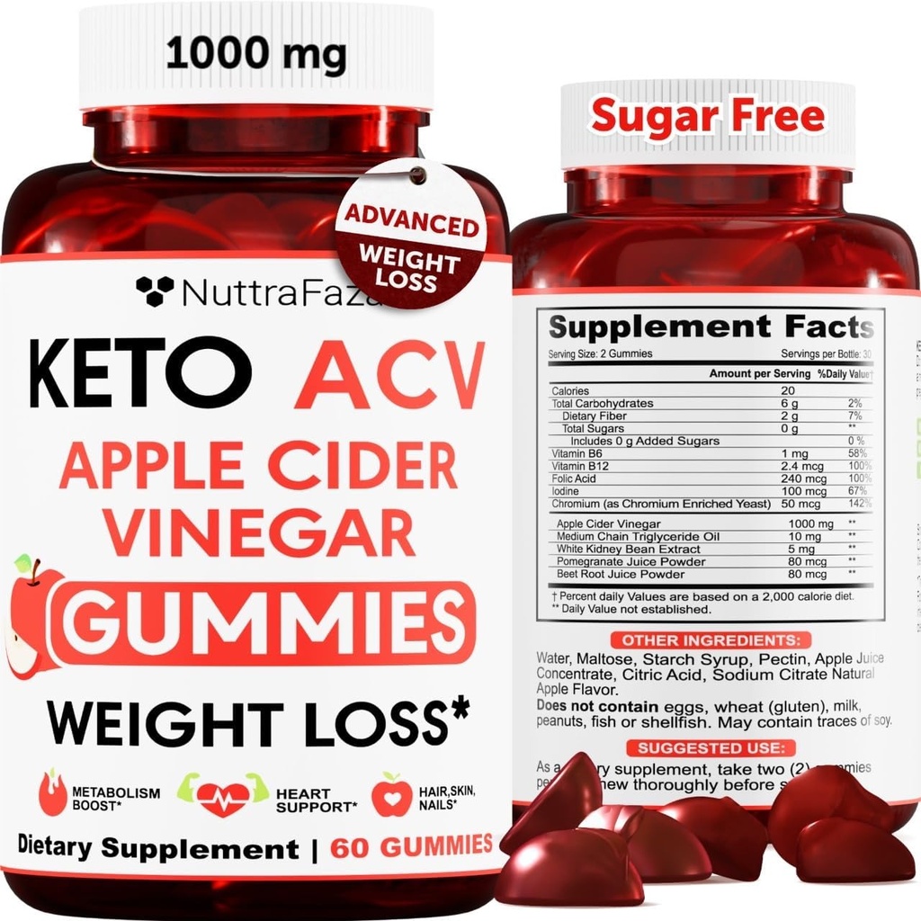 Keto ACV Gummiesの高度の減量 - 女性と男性のための減量のためのACV Ketoのガミー - Ketoのガミーの補足 - Detox及び清潔、消化 - アップルのサイダーのバインガー - アップルの味