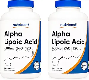 Nutricostアルファリポ酸600mg、240ベジタリアンカプセル - グルテンフリー、大豆フリー&非GMO、120サービング(2ボトル)
