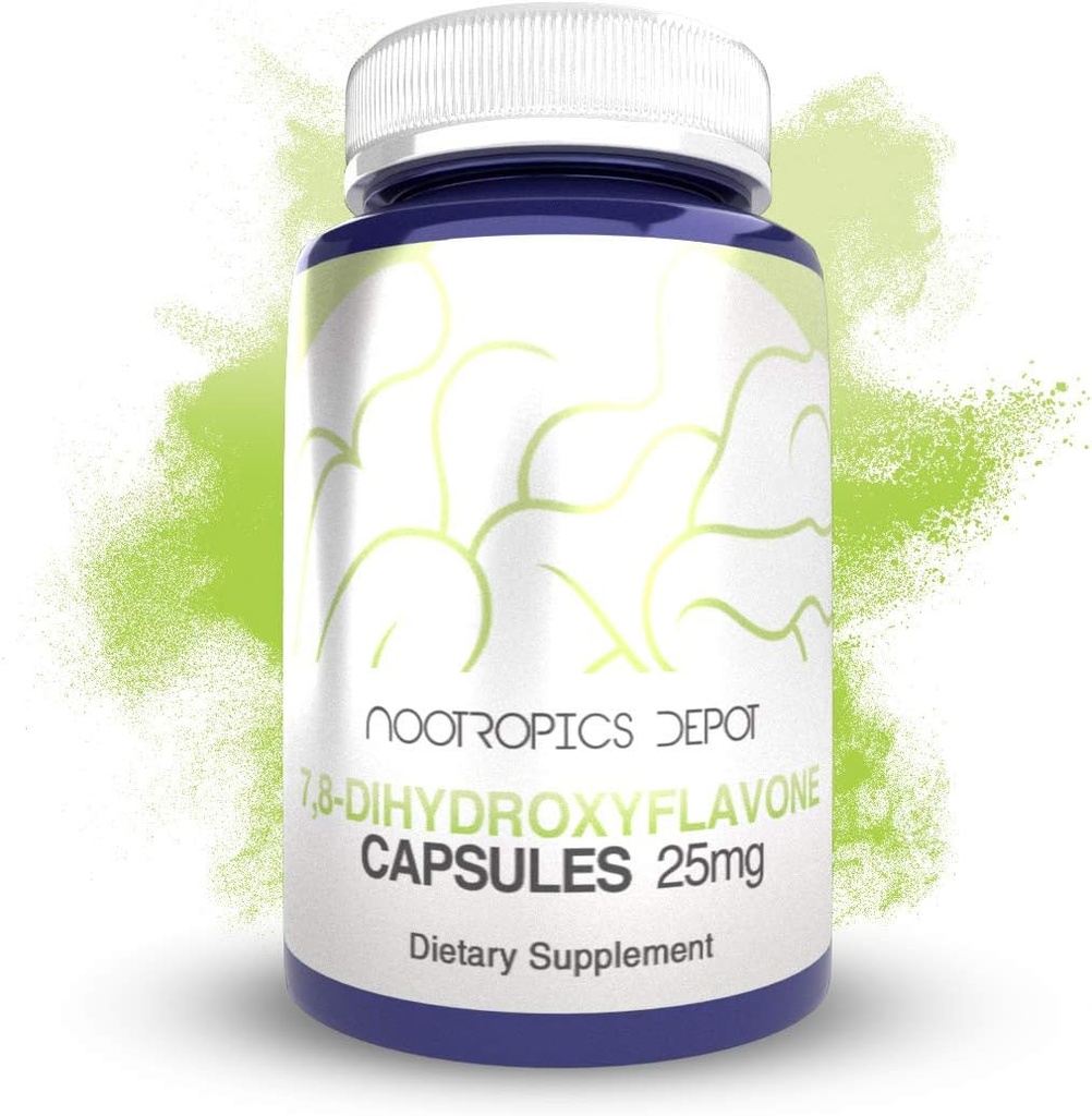 Nootropics Depot 7,8-Dihydroxyflavone カプセル | 25mg | 60 カウント | 7,8 DHF | 脳ブースター | 認知機能と脳の健康をサポート
