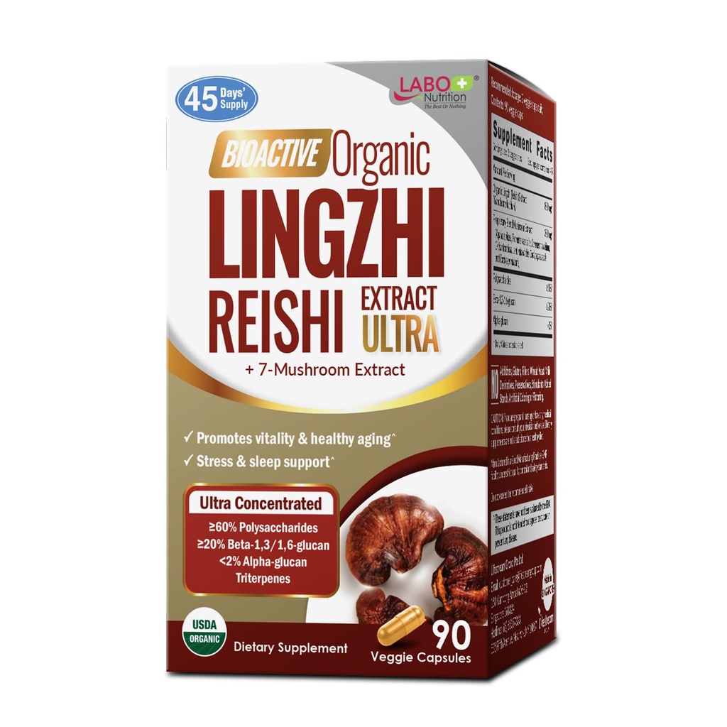 LABOの栄養の生物活動的な有機性Lingzhi Reishi Ultra 7のきのこのエキスの補足のReishi Cordyceps Maitakeのトルコの尾Agaricus blazei Murill Shiitakeのための免疫サポート、Vitality、USDAの有機性