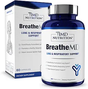 1MD栄養BreatheMD | 肺・呼吸器対応サプリメント | エルダーベリー・クロミウム・NAC | 60 Ctで健康な免疫系を促進します。