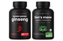 NutraChamps韓国のGinsengのカプセルおよびライオンのManeのカプセル2のパックの束