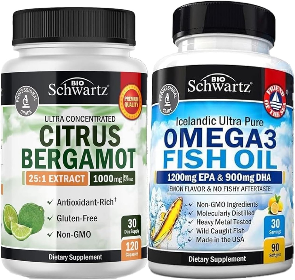 トリプル強さオメガ3の魚油のSoftgels (1か月の供給)プラス1000mgのCitrus Bergamotの補足(1か月の供給)