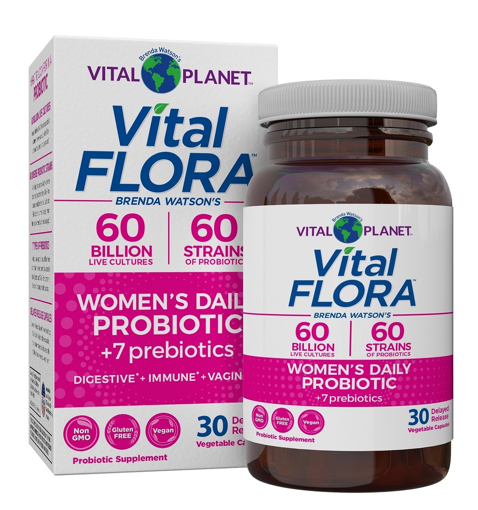 Vital Planet - Vital Flora Women's Daily Probiotics 60 Billion CFU、60 Diverse Strains、7 Organic Prebiotics、Vaginal、Immuneサポート、Bloating、Digestive Health Probiotics for Women 30カプセル