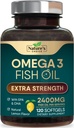 Omega 3の魚油の補足2400のmg -三重の強さEPA及びDHAの魚油オメガ3の必要な脂肪酸はSoftgels、頭脳及び中心の健康サポート補足、グルテンフリーのGMO、120のSoftgelsを補います