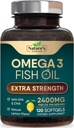 Omega 3の魚油の補足2400のmg -三重の強さEPA及びDHAの魚油オメガ3の必要な脂肪酸はSoftgels、頭脳及び中心の健康サポート補足、グルテンフリーのGMO、120のSoftgelsを補います