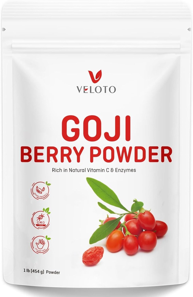 Gojiの果実の粉、Wolfberryのエキス10:1の目の健康のための純粋なGojiの果実の草のエキスの粉、自然なビタミンCの酸化防止剤、非GMO、グルテンフリーの硫酸塩は、1lb (16Oz)放します