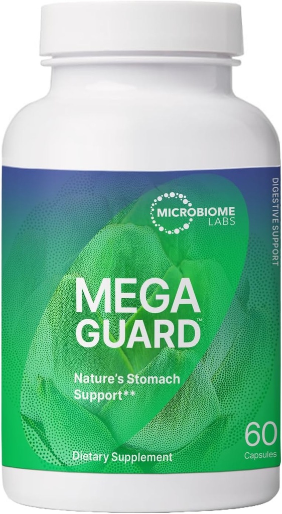 Microbiome Labs MegaGuard Gut Health Supplements - Ginger Root、Licorice Root、Artichoke Leaf Extract - 消化器の健康と機会ガス - 女性、男性、子供8 + (60カプセル)