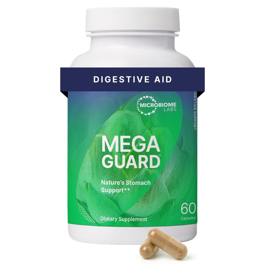 Microbiome Labs MegaGuard Gut Health Supplements - Ginger Root、Licorice Root、Artichoke Leaf Extract - 消化器の健康と機会ガス - 女性、男性、子供8 + (60カプセル)