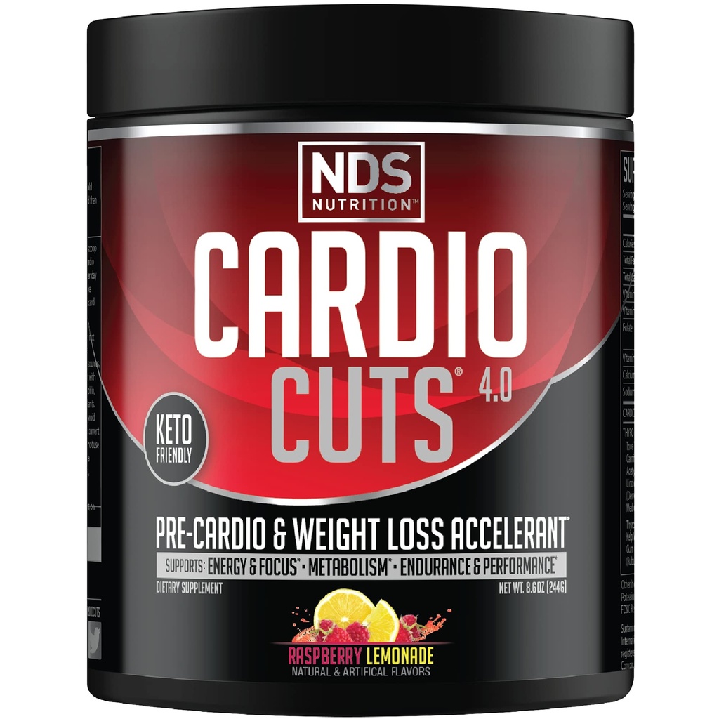 NDS Nutrition 4.0 Pre Workout Supplement - L-Carnitine、CLA、MCT、L-グルタミン、およびSafflower Oil - Razz Lemonade(40サービング)を備えた高度な減量とプリカーディオ式
