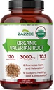 ZazzeeのUSDAの有機性Valerianの根10:1のエキス、3000のmgの強さ、120のVeganのカプセル、4か月の供給、Valerianaのofficinalis、10Xの効力、100%の菜食主義者、非GMO、米国でなされる