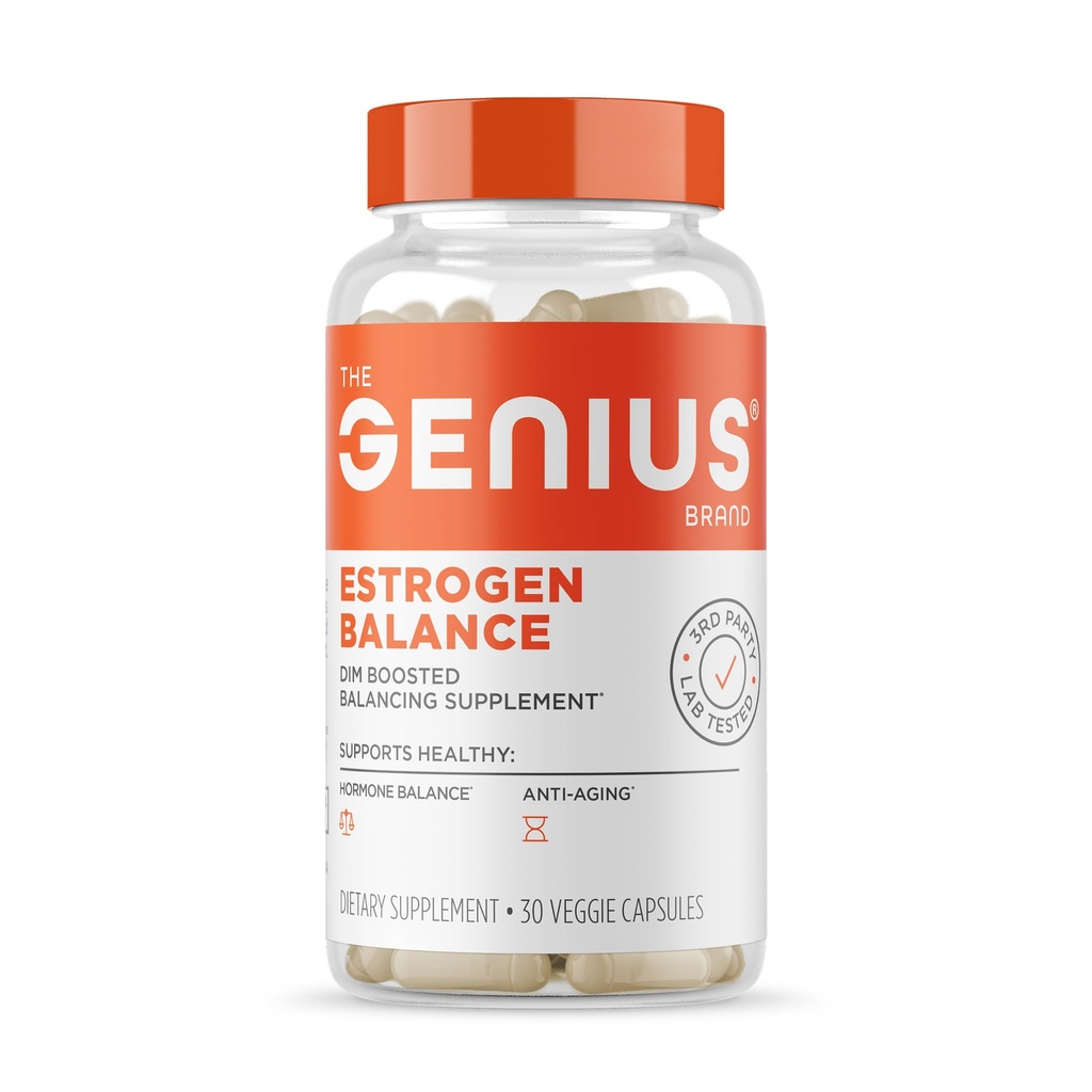Geniusのエストロゲンのバランス、Dimの補足-人のためのブロッカー及び女性-ホルモン、ホルモンのアクネ及びMenopause -ブドウの種エキス及びBioPerine - 30のカプセル