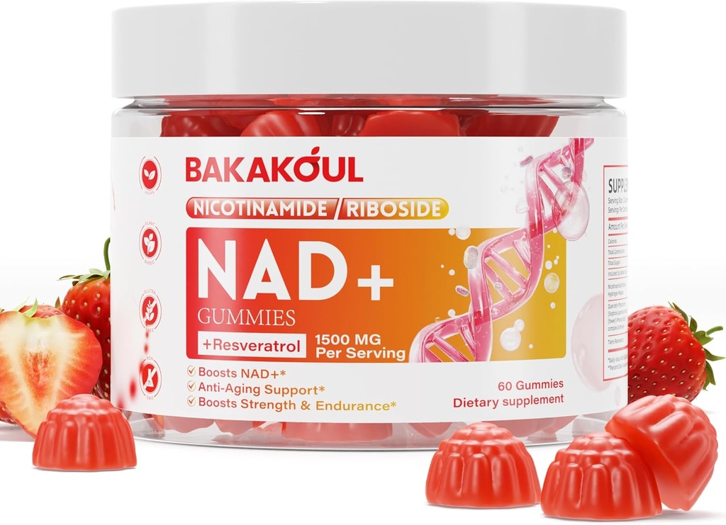 NAD Gummies、NADの補足 - Liposomalのニコチンアミドの肋骨、Resveratrol、ケルセチン、NADのニコチンアミドの肋骨900mg、NAD+ 男性と女性のためのサプリメント、60グミー1パック
