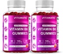 Vitamatic 2 Packs Vitamin B6 100mg Gummies – Natural Strawberry Flavor – 60 Pectin-Based Gummies per Bottle – Nervous System & Energy Support