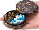 金属の丸薬の箱2のコンパートメントの丸薬箱-ポケットのための携帯用丸薬のオルガナイザー、魚油および補足のカモを握る防水旅行薬のビタミンの容器