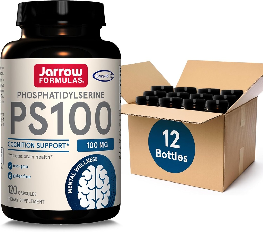 JarrowフォーミュラPS100 Phosphatidylserine 100 mg、脳の健康および認知サポート、120カプセル、40-120日の供給、12のパック