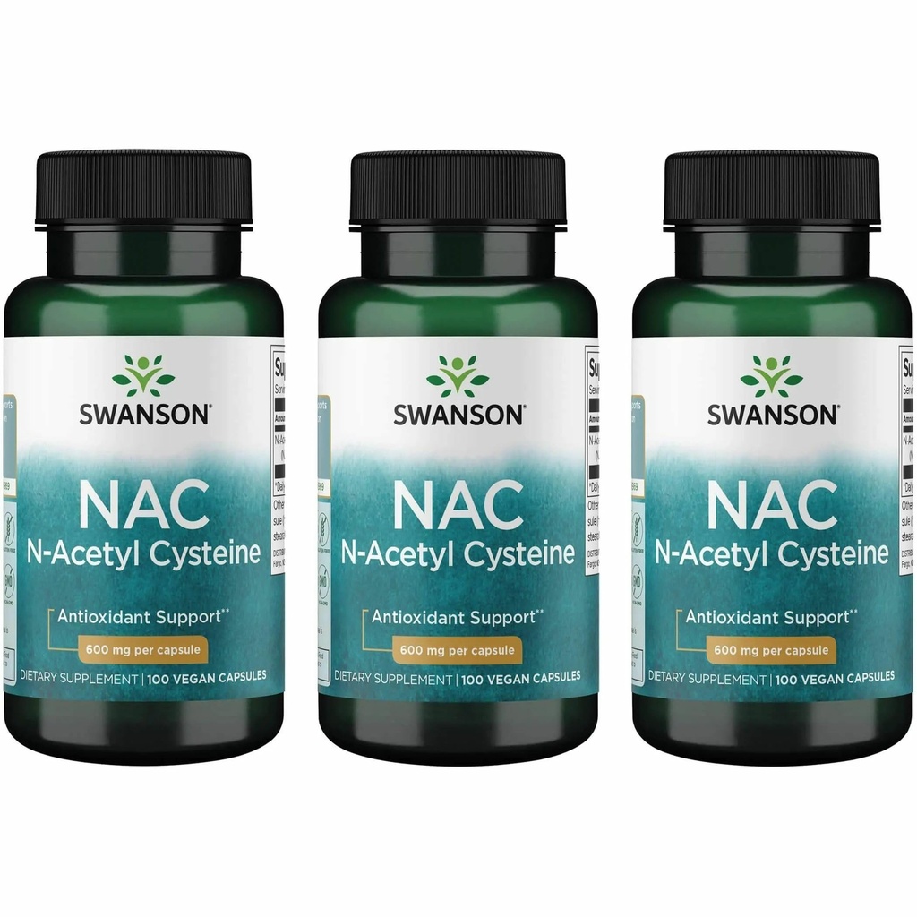 スワンソン NAC - N-アセチル Cysteine - サプリメント 600 mg 100カプセル(3パック)