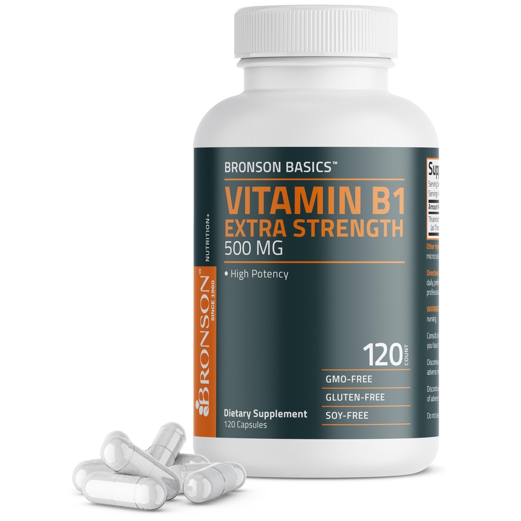 BronsonのビタミンB1の余分強さ500のMGの高い効力非GMO、120のカプセル