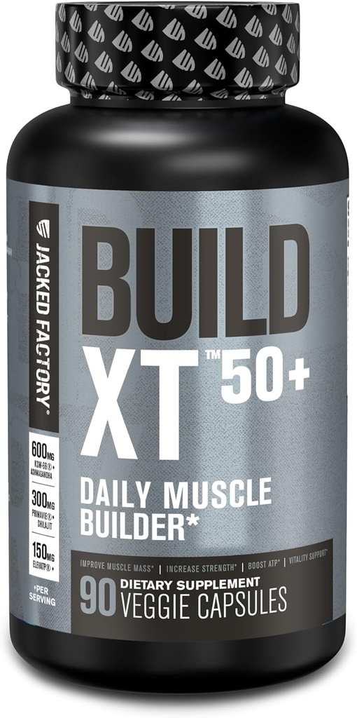 ジャック工場ビルドXT 50 +毎日の筋肉ビルダー - KSM-66 Ashwagandha、Primavie Shilajit、ElevATP、およびAstraginの男性と女性のための筋肉回復サプリメント&筋肉ビルダー - 90カウント