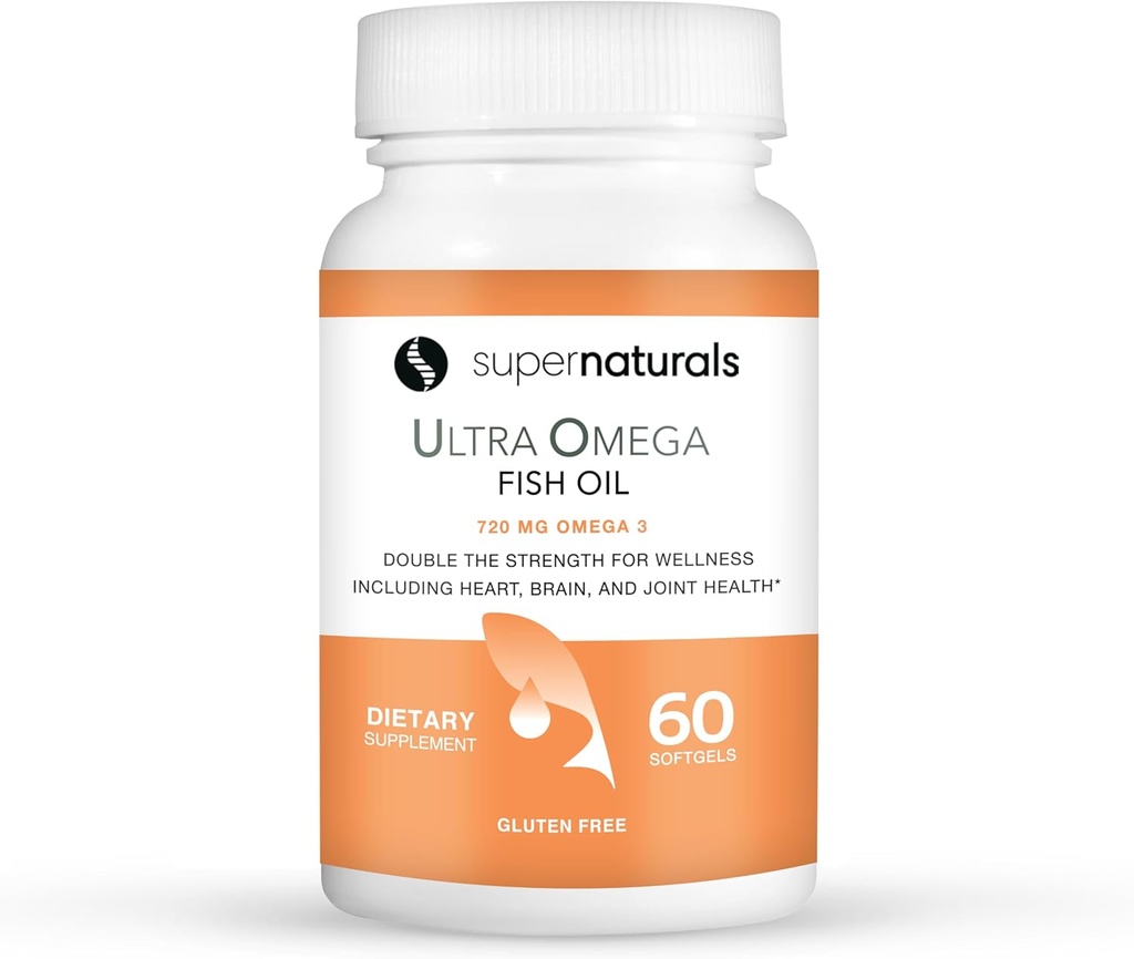 超自然超オメガ魚油 - Omega 3脂肪酸EPA DHA - サポート脳高められた機能、サポートNerveおよび目の健康1200mg/720 Omega-3-60のカプセル