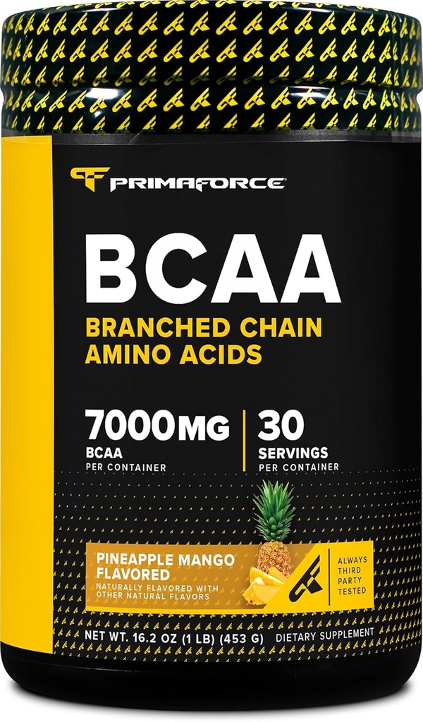 Primaforce BCAAの粉(パイナップルマンゴー)(30のサービング) - 7000MG 2:1 BCAAsの人及び女性のためのアミノ酸そして実質の塩が付いているポストワークアウトの回復飲み物