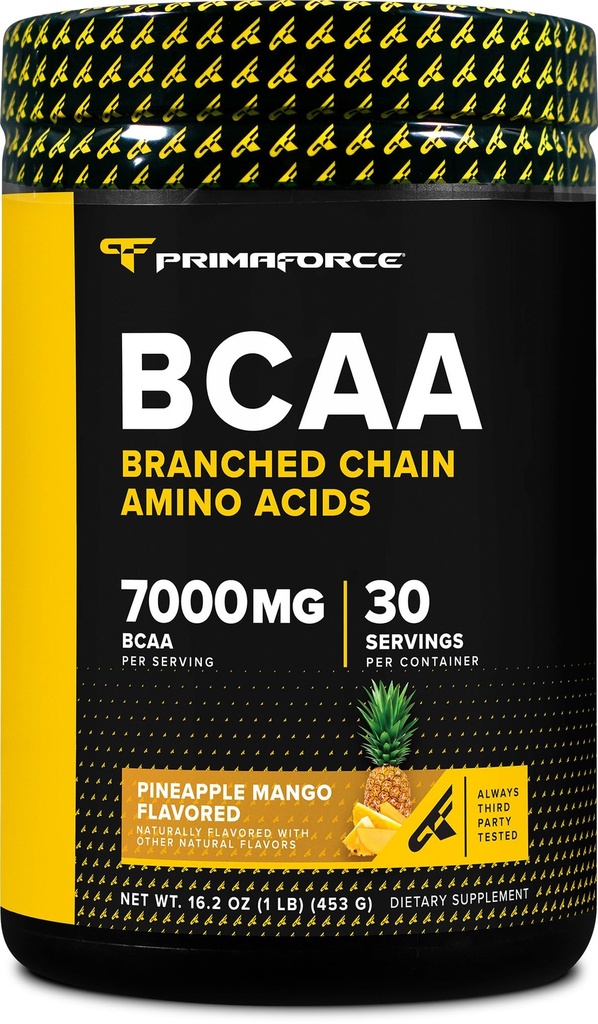 Primaforce BCAAの粉(パイナップルマンゴー)(30のサービング) - 7000MG 2:1 BCAAsの人及び女性のためのアミノ酸そして実質の塩が付いているポストワークアウトの回復飲み物