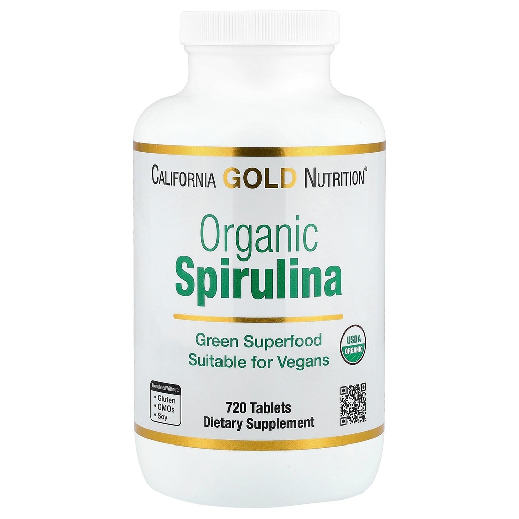 カリフォルニアの金の栄養物の証明された有機性Spirulina、USPは、USDAの有機性、非GMO、500のmg、720のベジタリアンのタブレット確認しました