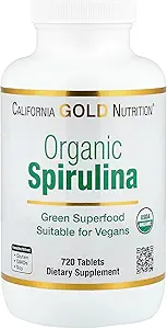 カリフォルニアの金の栄養物の証明された有機性Spirulina、USPは、USDAの有機性、非GMO、500のmg、720のベジタリアンのタブレット確認しました