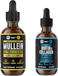 HERBIFYバンドル - Mulleinリーフエキス&ビオチンとコラーゲン - 呼吸サポート&ヘアスキンとネイルビタミンサポート