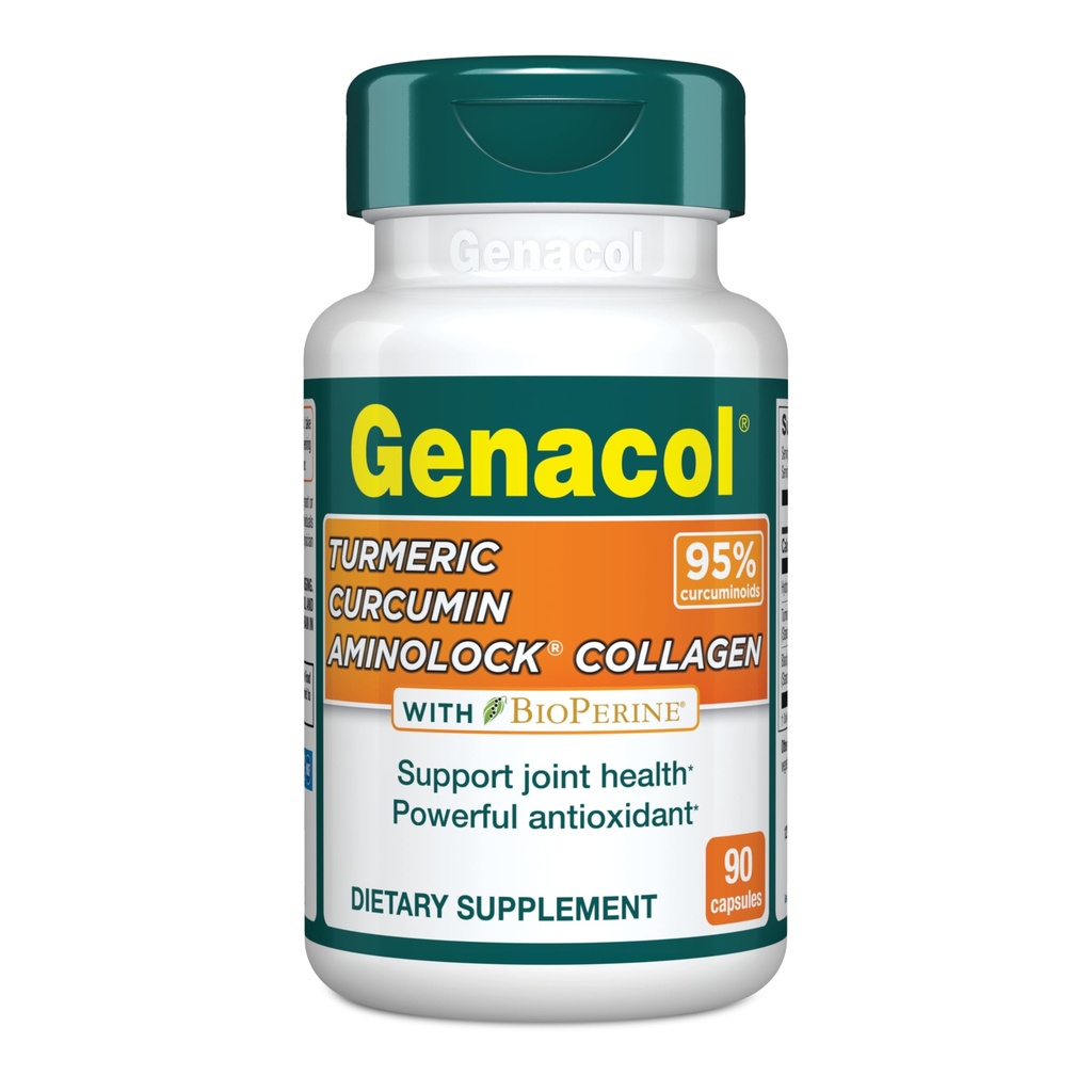 Genacolのターメリックのクルクミン、黒いペッパーのエキス(BioPerine)、あなたの接合箇所、高められた吸収、90のカプセル(30日の供給)が付いている超Hydrolyzedコラーゲンのペプチッド補足