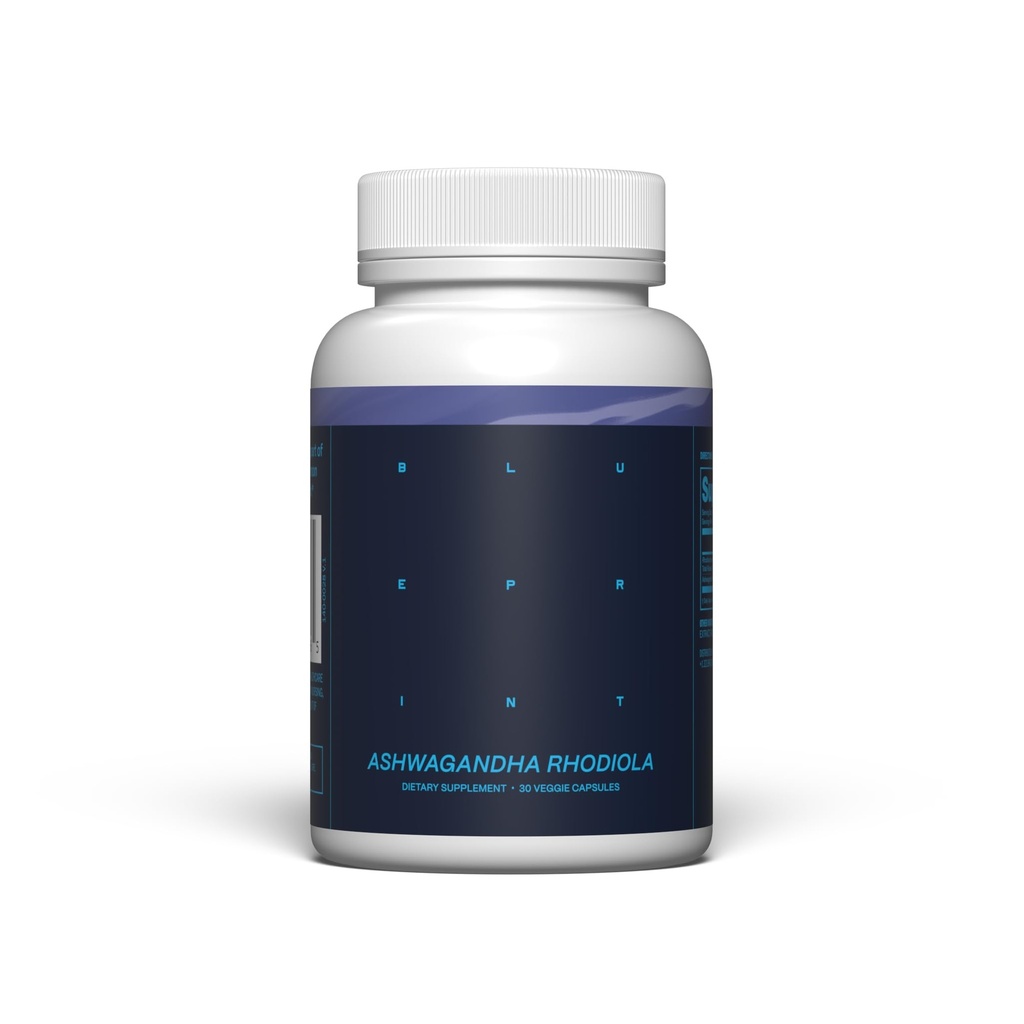 ブループリントブライアン・ジョンソン・アシュワガンダ&ロディオラ・サプリメント - 120mg Ashwagandha + Rhodiola Root - ストレスサポート、気分のバランス、エネルギー&フォーカスのための毎日の適応体カプセル - 30ビーガンカプセル