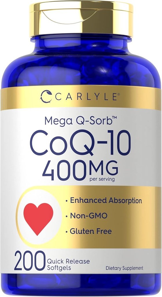 Carlyle Coq10 400mg Softgels | 200Count | 非GMOおよびグルテンフリーの補足 | 高吸収