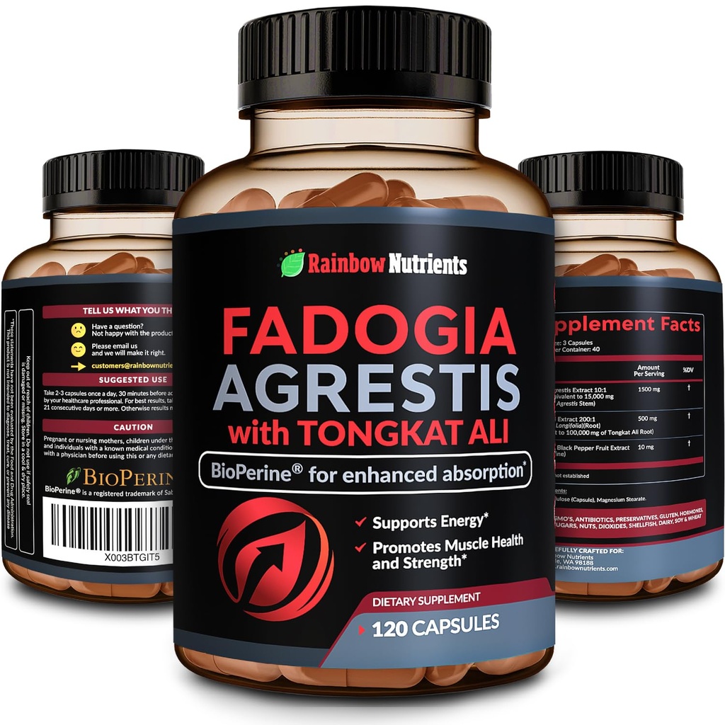 Fadogia Agrestis with Tongkat Ali + BioPerine® [Max Absorption + 2010 mg's] - Supports Stamina, Strength, Focus, Muscle Health & Recovery, Drive & Performance - Non-GMO & Made in USA - 120 V Capsules