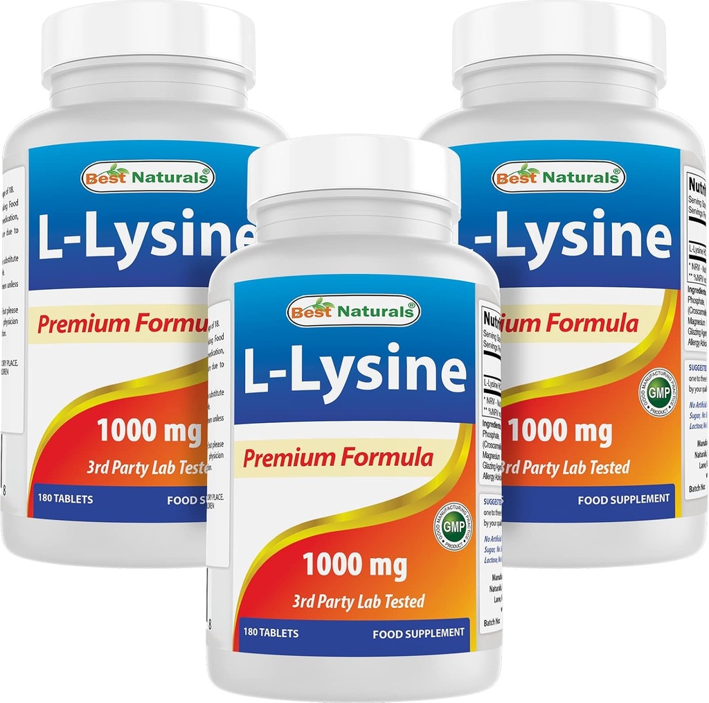 ベストナチュラルL-リジン1000mg 180錠(180カウント)(3本入)