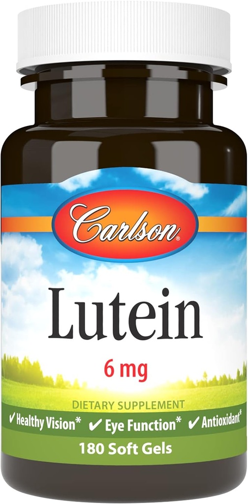 Carlson Lutein 6mgの視野サポート及び目の健康の補足、Zeaxanthin、180のSoftgelsの酸化防止方式