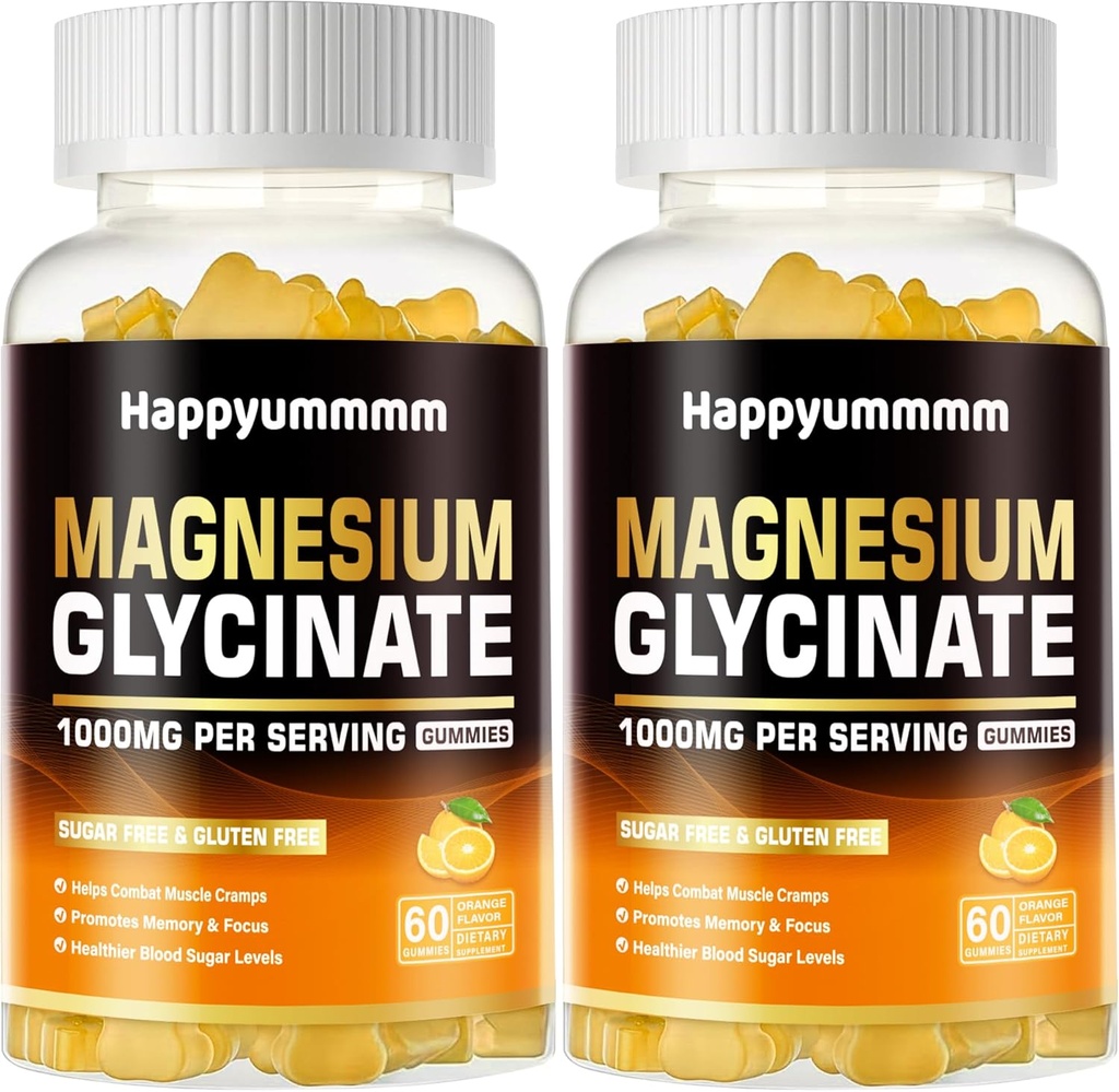 マグネシウムのGlycinateのガミー1000mg - 砂糖はビタミンD、B6、CQ10とマグネシウムのカリウムの補足をCalmの気分及び睡眠サポート- 120のオレンジ ガミー含んでいます。