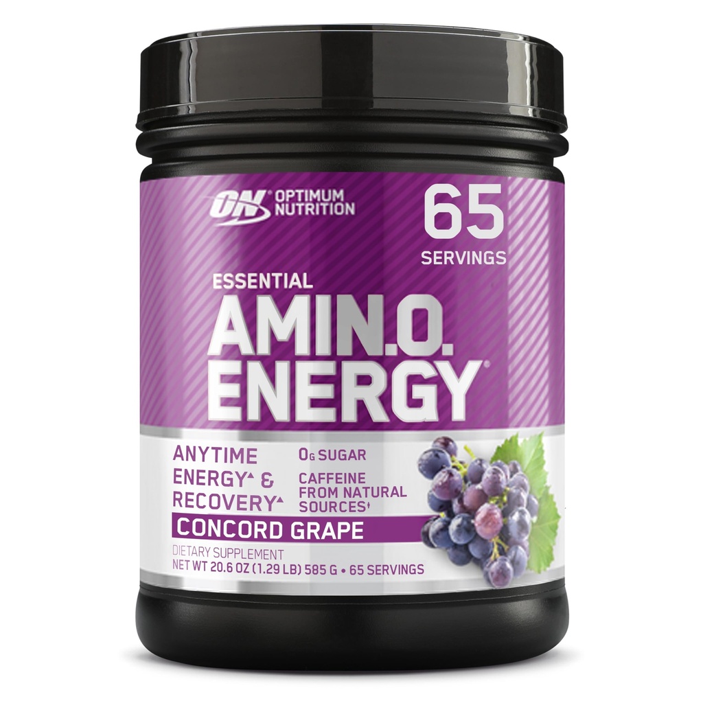 最適栄養アミノエネルギー - 緑茶、BCAA、アミノ酸、ケトフレンドリー、グリーンコーヒーエキス、エネルギーパウダー - コンコルドグレープ、65サービング(パッケージ5月Vary)