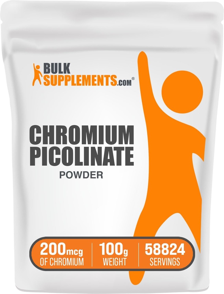 BulkSupplements.com クロムピコリン酸塩200mcgパウダー - ミネラルサプリメント - グルテン&イースト無料、100g(3.5オンス)1回あたりのクロム200mcg
