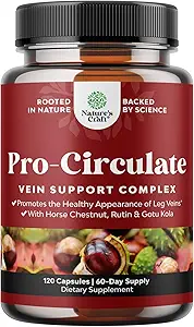 Vein Support Supplements Leg and Veins - Full Body Circulation Supplement for Spider & Varicose Veins and Improved Flow with Horse Chestnut Extract & Flavonoids - Vegan Non-GMO Mini Caps (2 Month)