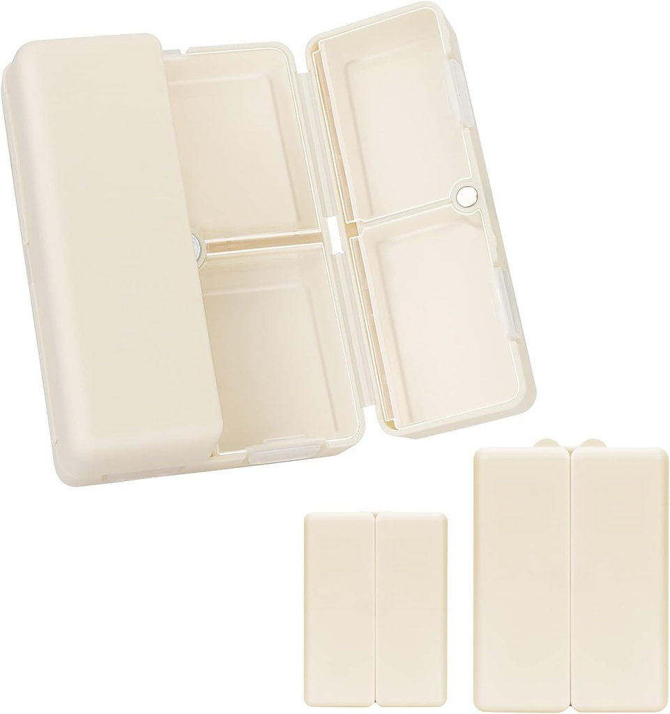 FYY 2 PC毎日のピルオーガナイザー, 7 コンパートメントポータブルピルケーストラベルピルオルガナイザー,[フォールディングデザイン] ビタミンを保持するためにポケットを追求するためのピルボックス,タラ肝油,サプリメントや薬効ホワイト