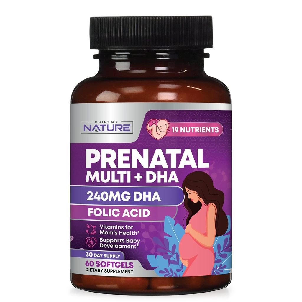 女性のためのプレナタルビタミン - DHA、葉酸、ビタミンC、B12、鉄&オメガ-3とマルチビタミン - 前に、健康な成長と脳開発のための妊娠補助食品を&ポスト - 60 Softgels