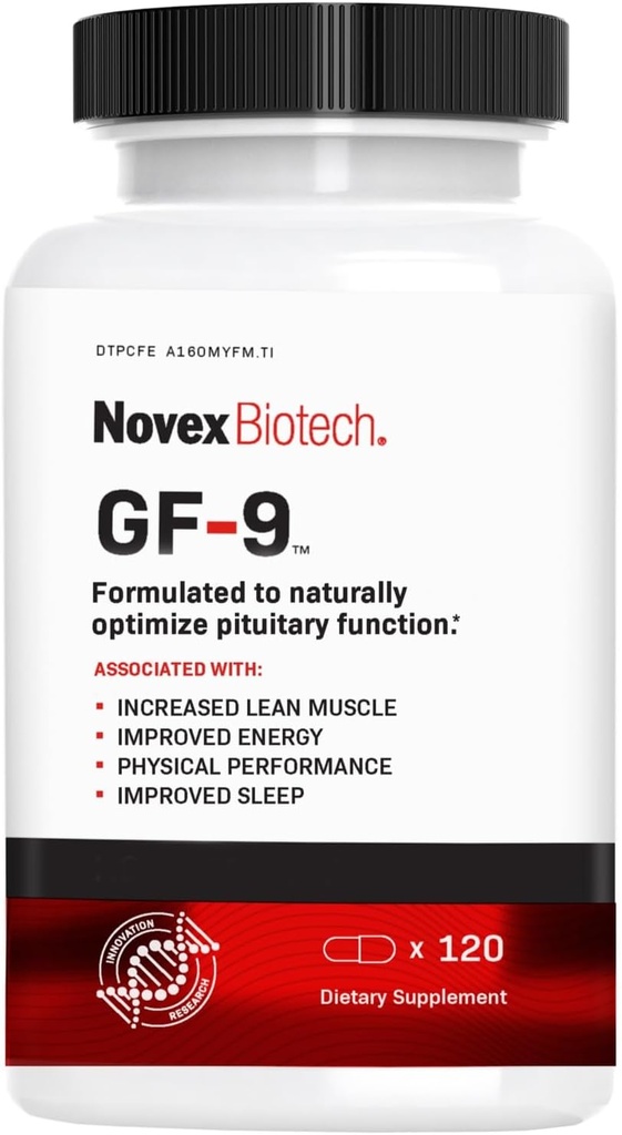 Novex Biotech GF-9 – 男性のための HGH ブースティングサプリメント – 男性のためのワークアウトコンプレックス – エネルギーをサポート, 耐久性, 睡眠, 120 Ct (30 日の供給)