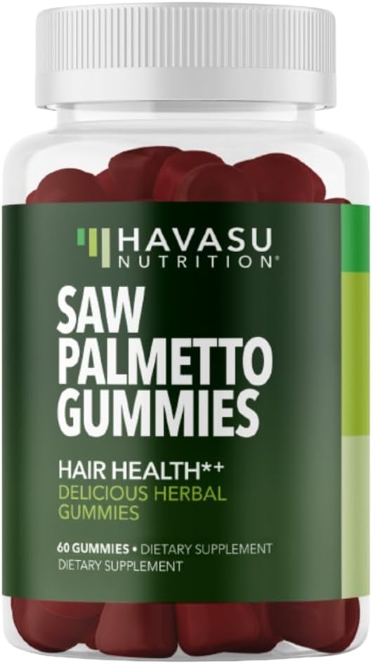 Saw Palmetto for Men Gummies - DHT Blocker Supplement for Hair Health and Male Patterned Balding - 60 Count - Supports Scalp and Prostate Wellness - Raspberry Flavor - Vegan, Non-GMO, 1 Month Supply