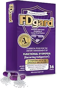 FDgard® 機能的 Dyspepsia (Recurring Indigestion) を含む症状, 腹部不快感, 食事を終了する困難, 膨満, 吐き気, 36 カプセル